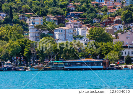 Beautiful Istanbul cityscape view from cruise sailing to Bosphorus,Turkey 128634050