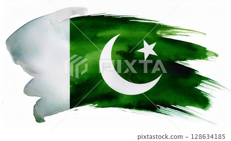 Watercolor Pakistan flag Watercolor Pakistan flag 128634185