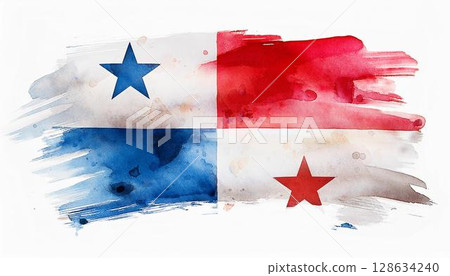 Watercolor Panama flag 128634240