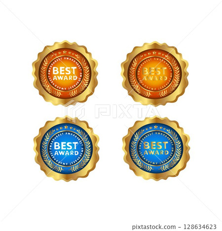 gold best award medal badge with ribbon for success gold best award medal badge with ribbon for success 128634623