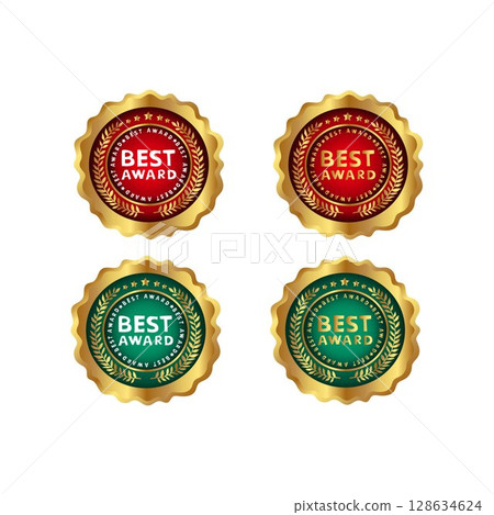 gold best award medal badge with ribbon for success gold best award medal badge with ribbon for success 128634624