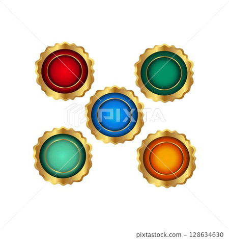 gold best award medal badge with ribbon for success 128634630