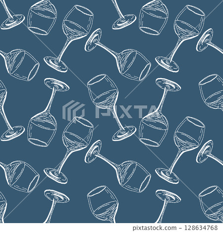 Hand drawn vector seamless pattern trendy italian style dolce vita for invitations, menus design, cards, posters. 128634768
