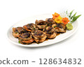 Japanese grilled Scallops with teriyaki sauce 128634832