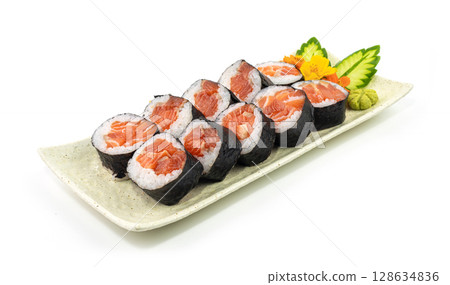 Salmon Maki Japanese food Salmon Maki Japanese food 128634836