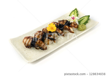 Unagi Sushi with Sauce Japanese food 128634838