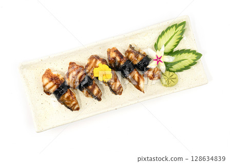 Unagi Sushi with Sauce Japanese food 128634839