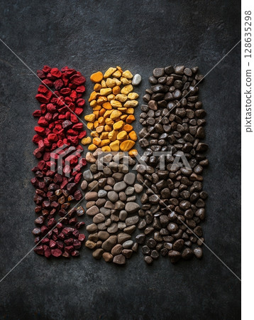 Colorful Stone Pebbles Texture Background Design Elements Red Art Set Gray Dark Life Shot High Rocks Colorful Stone Pebbles Texture Background Design Elements Red Art Set Gray Dark Life Shot High Rocks 128635298