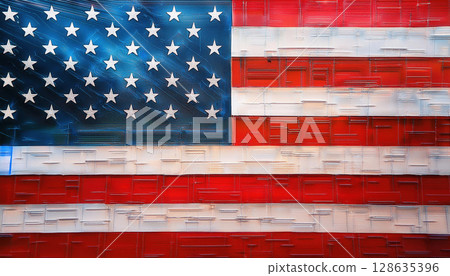 clean, minimalist USA flag graphic with vibrant color blocks and clear divisions for design clean, minimalist USA flag graphic with vibrant color blocks and clear divisions for design 128635396