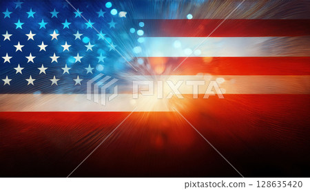 glowing USA flag themed gradient in bokeh style creates dreamy effect 128635420