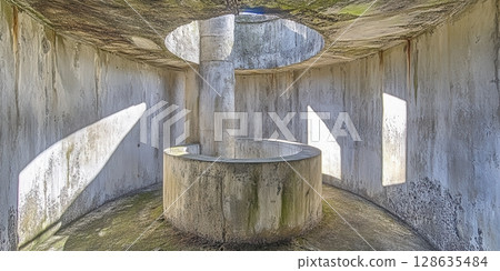Abstract Concrete Architecture Spiral Staircase Modern Design Building Interior Grey old art room Abstract Concrete Architecture Spiral Staircase Modern Design Building Interior Grey old art room 128635484