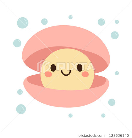 Adorable open pink shell reveals a smiling yellow pearl in this pastel treasure image, great for ocean nursery art and girly sea themes Adorable open pink shell reveals a smiling yellow pearl in this pastel treasure image, great for ocean nursery art and girly sea themes 128636340