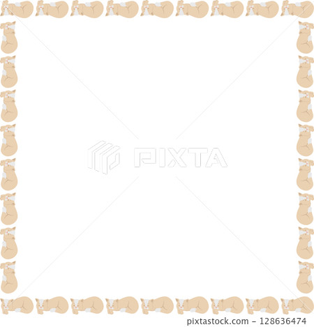 Square frame of cute domestic animals. Black cat illustration with empty space for your text 128636474