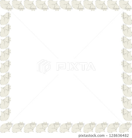 Kitty frame. Cute childish cartoon cat empty frame box. Hand drawn vector illustration 128636482