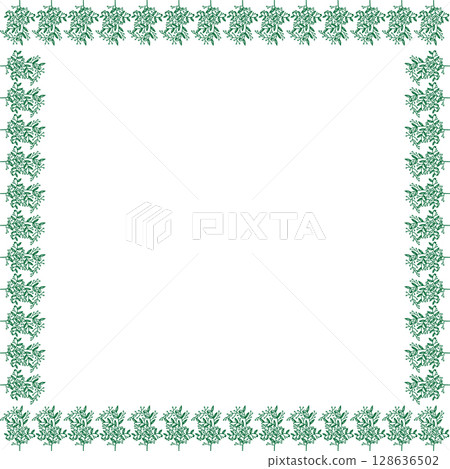 Plant branches mistletoe frame. Christmas plants empty frame box. Holy tree leaves 128636502