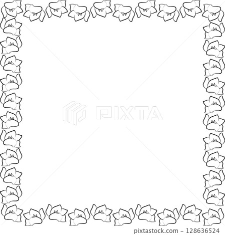 Magnolia flower frame. Flourish blossom elements graphic template. Cute magnolia flower empty frame 128636524