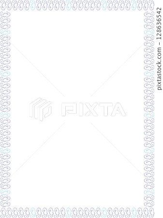 Seahorse frame. Cute cartoon fishes 2d illustration with empty space for your text. Baby shower design 128636542