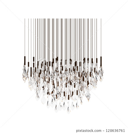 crystal chandelier for the interior isolated on transparent background, home lighting, 3D illustration, cg render crystal chandelier for the interior isolated on transparent background, home lighting, 3D illustration, cg render 128636761