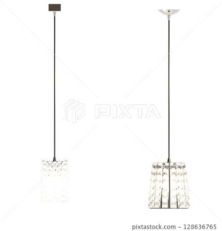 crystal chandelier for the interior isolated on transparent background, home lighting, 3D illustration, cg render 128636765