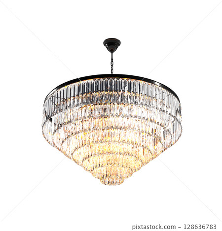 crystal chandelier for the interior isolated on transparent background, home lighting, 3D illustration, cg render 128636783