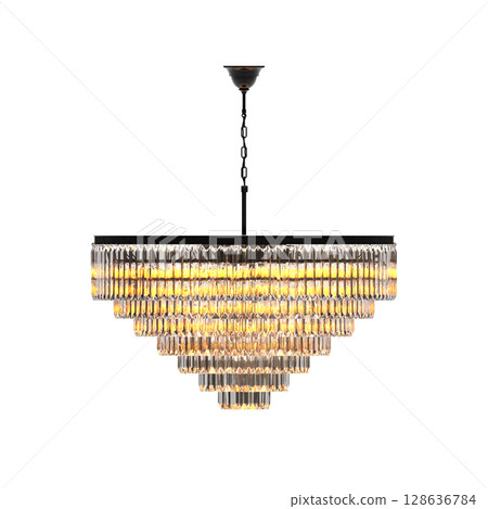 crystal chandelier for the interior isolated on transparent background, home lighting, 3D illustration, cg render crystal chandelier for the interior isolated on transparent background, home lighting, 3D illustration, cg render 128636784