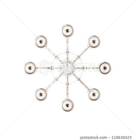 crystal chandelier for the interior isolated on transparent background, home lighting, 3D illustration, cg render 128636825