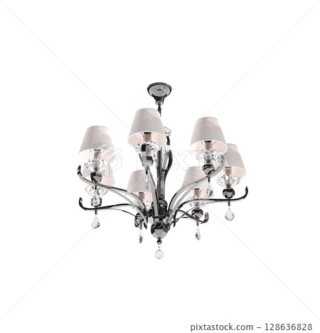 crystal chandelier for the interior isolated on transparent background, home lighting, 3D illustration, cg render crystal chandelier for the interior isolated on transparent background, home lighting, 3D illustration, cg render 128636828