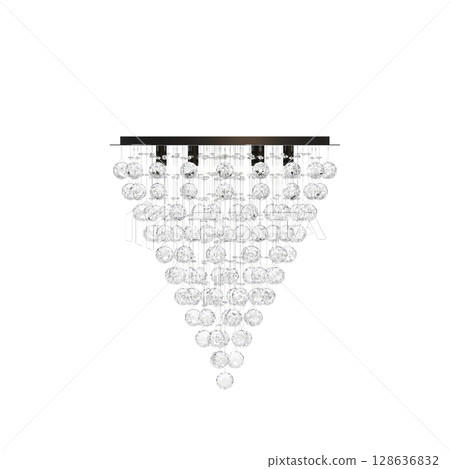 crystal chandelier for the interior isolated on transparent background, home lighting, 3D illustration, cg render crystal chandelier for the interior isolated on transparent background, home lighting, 3D illustration, cg render 128636832