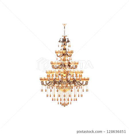crystal chandelier for the interior isolated on transparent background, home lighting, 3D illustration, cg render crystal chandelier for the interior isolated on transparent background, home lighting, 3D illustration, cg render 128636851