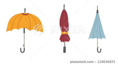 Umbrella doodle set 128636855