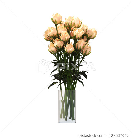 decorative flower in a pot isolate on a transparent background, 3D illustration, cg render decorative flower in a pot isolate on a transparent background, 3D illustration, cg render 128637042