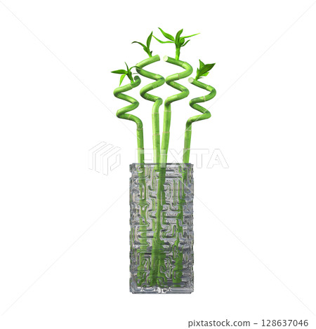 decorative flower in a pot isolate on a transparent background, 3D illustration, cg render 128637046