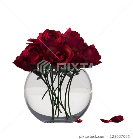 decorative flower in a pot isolate on a transparent background, 3D illustration, cg render decorative flower in a pot isolate on a transparent background, 3D illustration, cg render 128637065