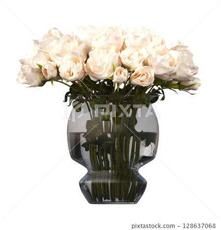 decorative flower in a pot isolate on a transparent background, 3D illustration, cg render decorative flower in a pot isolate on a transparent background, 3D illustration, cg render 128637068
