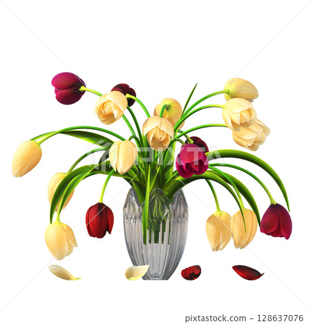 decorative flower in a pot isolate on a transparent background, 3D illustration, cg render decorative flower in a pot isolate on a transparent background, 3D illustration, cg render 128637076