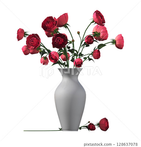 decorative flower in a pot isolate on a transparent background, 3D illustration, cg render decorative flower in a pot isolate on a transparent background, 3D illustration, cg render 128637078