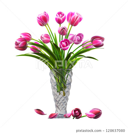 decorative flower in a pot isolate on a transparent background, 3D illustration, cg render decorative flower in a pot isolate on a transparent background, 3D illustration, cg render 128637080