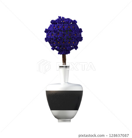 decorative flower in a pot isolate on a transparent background, 3D illustration, cg render decorative flower in a pot isolate on a transparent background, 3D illustration, cg render 128637087