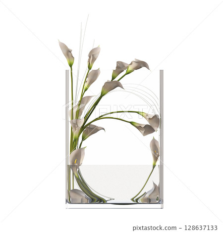decorative flowers and plants for the interior, isolated on transparent background, 3D illustration, cg render decorative flowers and plants for the interior, isolated on transparent background, 3D illustration, cg render 128637133