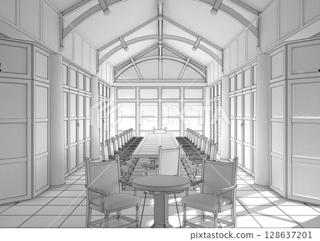 interior visualization, 3D illustration, cg 128637201
