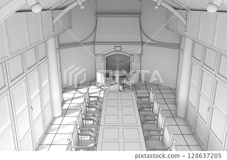 interior visualization, 3D illustration, cg 128637205
