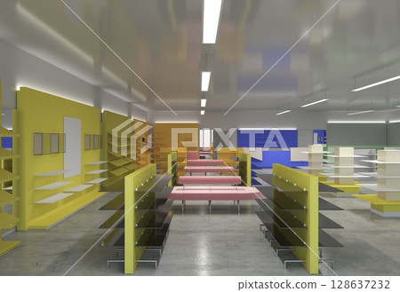 commercial premises, shop, interior visualization, 3D illustration commercial premises, shop, interior visualization, 3D illustration 128637232