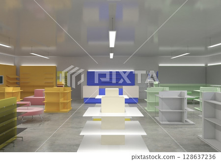 commercial premises, shop, interior visualization, 3D illustration commercial premises, shop, interior visualization, 3D illustration 128637236