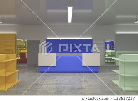 commercial premises, shop, interior visualization, 3D illustration 128637237