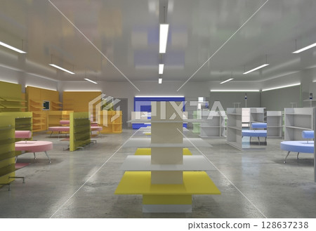 commercial premises, shop, interior visualization, 3D illustration 128637238