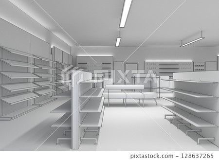 commercial premises, shop, interior visualization, 3D illustration commercial premises, shop, interior visualization, 3D illustration 128637265