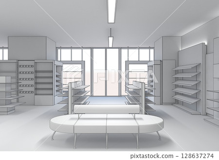 commercial premises, shop, interior visualization, 3D illustration commercial premises, shop, interior visualization, 3D illustration 128637274