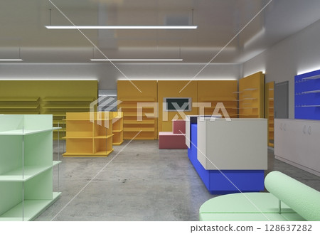 commercial premises, shop, interior visualization, 3D illustration commercial premises, shop, interior visualization, 3D illustration 128637282