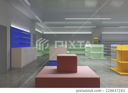 commercial premises, shop, interior visualization, 3D illustration commercial premises, shop, interior visualization, 3D illustration 128637283