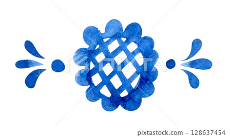 classic watercolor ornament. blue frame in simple retro style classic watercolor ornament. blue frame in simple retro style 128637454